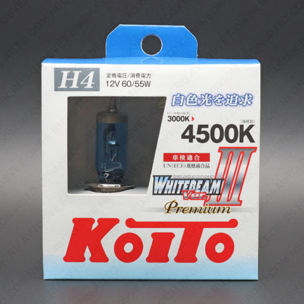 ��������� 12V H4 60/55W (135/125W) 4500K WHITEBEAM III Premium (�-�) P0744W Koito