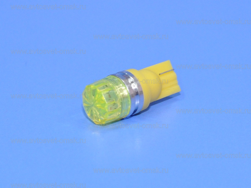��������� ������������ 12V T10 YELLOW 1SMD 1.5W Floral Lens UU