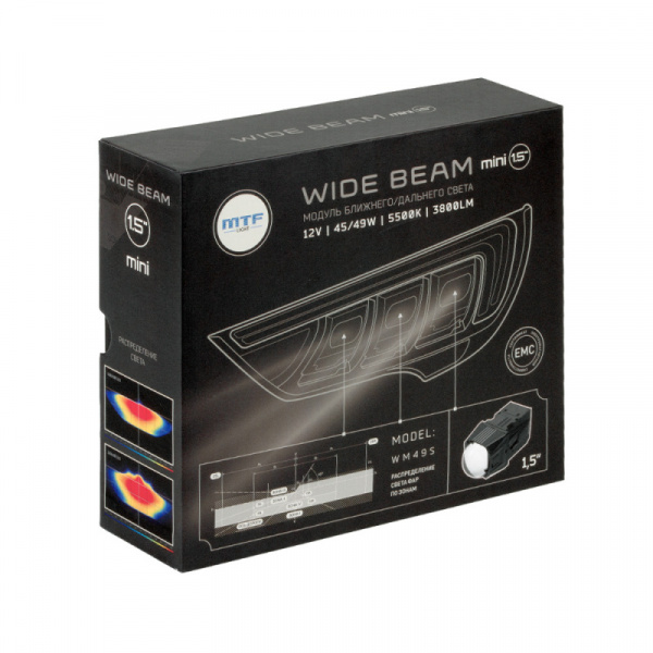 ��-����� 12V 1.5" LED 5500K 2CH 45W/49W WideBeam Mini 24���. MTF