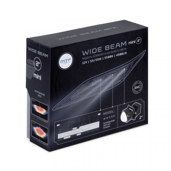 ��-����� 12V 2.0" LED 5500K 2CH 55W/59W WideBeam Mini 24���. MTF