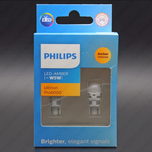 ��������� ������������ 12V W5W Amber Ultinon Pro6000 (�-�) 11961AU60X2 Philips
