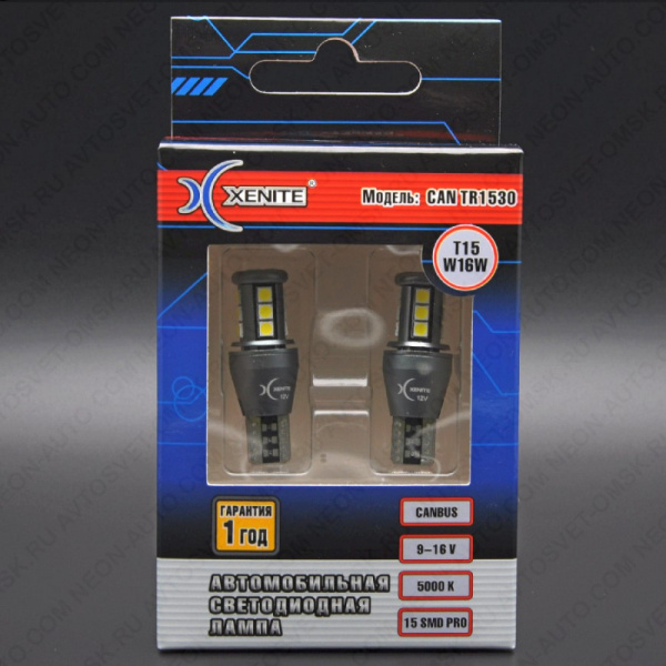 ��������� ������������ 12V W16W 15SMD 3030 TR1530 CanBus Xenite